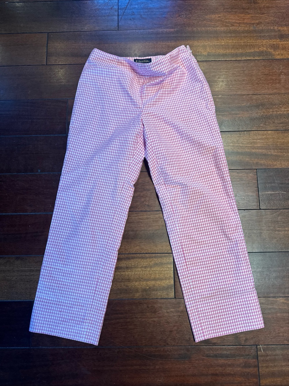 Brooks Brothers Pink Gingham Straight-Leg Women's Pants 4